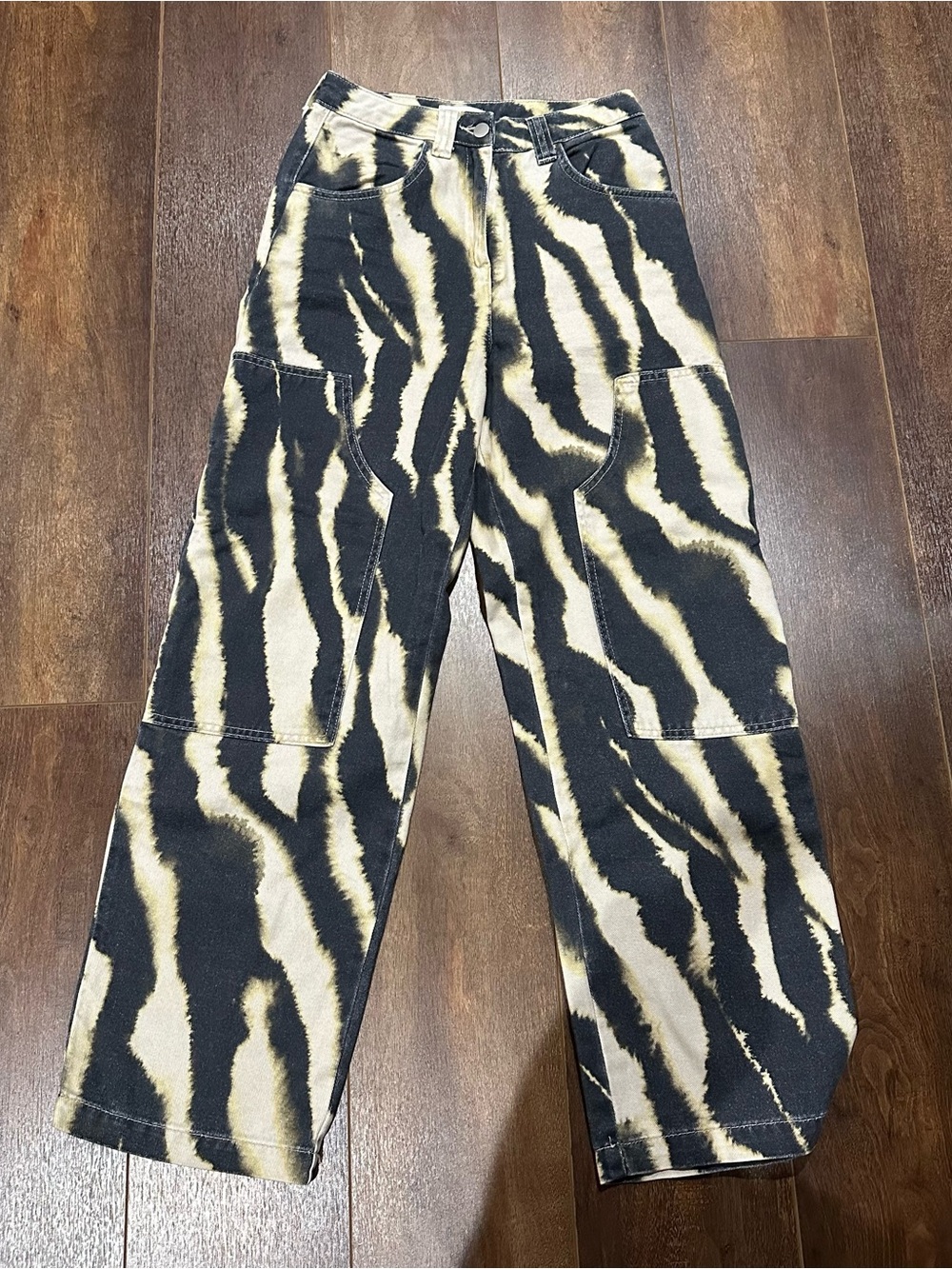 Topshop Zebra-Print High Rise Jeans with Pockets
